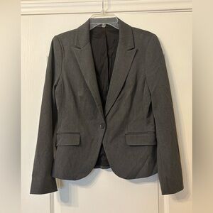 Express Gray dark blazer jacket Size 10 Medium Lined pockets career one button